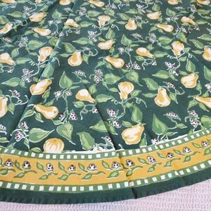 Pomegranate Tablecloth 100% Cotton Green With Yellow Pears 68" & Napkins (3)